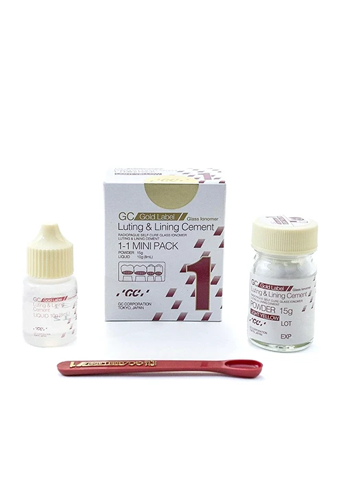 GC Fuji 1 Gold Label Luting and Lining Cement 1-1 Mini Pack СТЕКЛОИОНОМЕРНЫЙ ЦЕМЕНТ ДЛЯ ФИКСАЦИИ (15 г – 10 г)