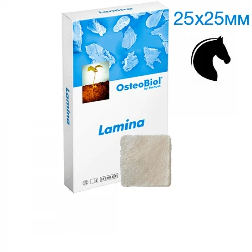 OsteoBiol Soft Cortical Lamina (конский) 25х25мм (0,4-0,6мм)-тонкая высушенная кортикал.пластина с коллагеном