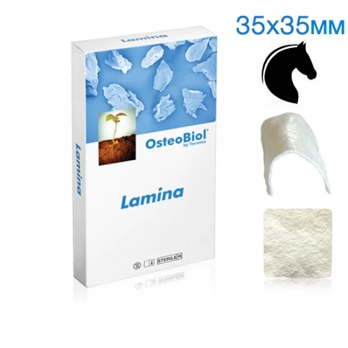 OsteoBiol Soft Cortical Lamina (конский) 35x35х0.9мм. Мембрана кортикальная средняя изогнутая