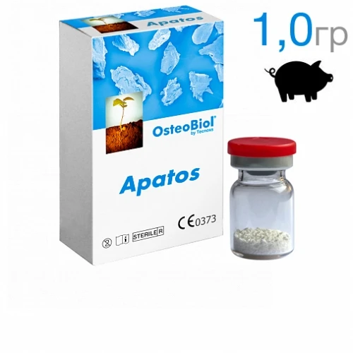 OsteoBiol Apatos Mix (свиной) круп.(1,0-2,0 мм) 1,0г-Гранулы из смеси губчатой и кортикальной кости без коллагена 
