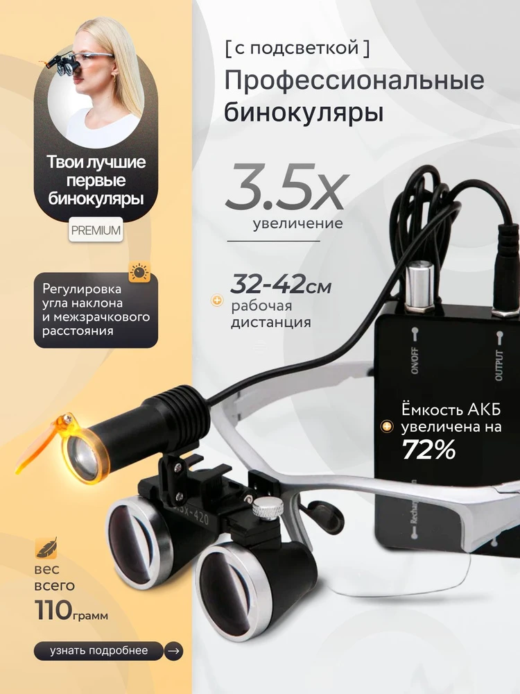 Бинокуляр со светом 3,5х5,0, Китай		
